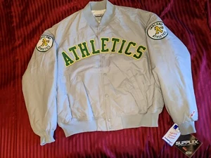 Vintage NWT Oakland A's Spell Out Bomber Jacket L MLB Baseball Swingster NOS - Picture 1 of 11