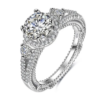 Women's 925 Sterling Silver 1.25CT Diamond Created Wedding Engagement Ring R186 - Image 1 of 4