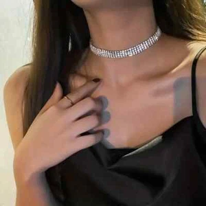 Glänzender Strass Halskette Kette Kristallkragen - Bild 1 von 2