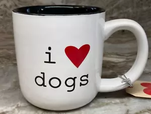 Large Coffee Mug I Love My Dogs With Big Red Heart. Black Inside. 16 Ounce New - Picture 1 of 8