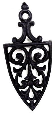 DE COLECCIÓN REMACHE DE HIERRO FUNDIDO NEGRO PALA DE HIERRO DISEÑO DE HOJA FLORAL 8.5" X 3.75" Foto 1 de 2