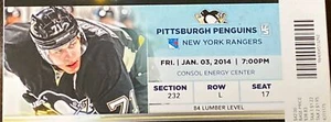 Rangers @ Penguins 2014 NHL Ticket Pitt 11th Straight Hm Win Crosby Goal 2 Assts - Imagen 1 de 1