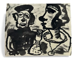 ⭕️ ROLPH SCARLETT ORIGINAL GOUACHE / TUSCHEARBEIT AUF PAPIER UNSIGNIERT - Bild 1 von 5