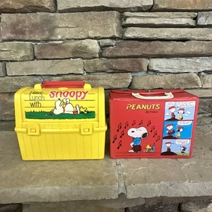 Vintage Peanuts Brotdosen 1958 1968 Snoopy Charlie Brown ohne Thermoskanne - Bild 1 von 16