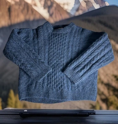 LL Bean Heritage Wool Cable Knit Fisherman Chunky Sweater Ireland L 245061 (Read - Image 1 of 4