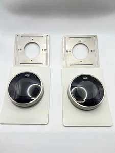 (2) Two - Google Nest Learning Thermostat (2nd Gen) Silver w/ Hardware - Picture 1 of 4
