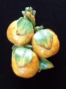 PLACA DE PARED VINTAGE ITALIA CERÁMICA FRUTA NARANJA - ESTILO CAPODIMONTE - Imagen 1 de 20