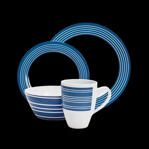 Campfire 16 Piece Melamine Dinner Set - Nautical Outdoor Picnic Caravan Travel - Picture 1 of 2