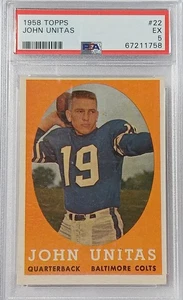 1958 Topps Johnny Unitas #22 Baltimore Colts NFL HOF graded excellent PSA 5 EX - Picture 1 of 2