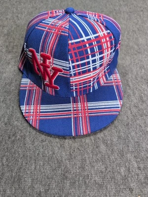 New York City Hunter Large Fitted Flat NY Embroidered Plaid Hat Cap Size M Foto 1 de 4