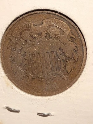 1864 Shield Two Cent Piece Antique American Collectible Coin - Image 1 of 2
