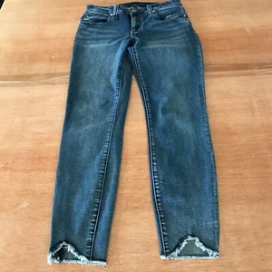 Kut from the Kloth Carlo Ankle Skinny Jeans Women 6 Blue Mid Rise Raw Hem Preppy - Picture 1 of 13