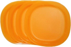 Nuevo juego de 4 platos cuadrados Tupperware 9,5" almuerzo seguro para microondas almuerzo naranja - Imagen 1 de 2