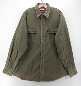 VINTAGE LL Bean Shirt Men XL Green Field Shacket Canvas Flannel Lined 90s Heavy - Picture 1 of 13