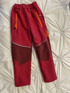 Boys Ski Snow S 5 6 Pants Fleece Lined Red EUC Orange Insulated Youth Outdoor - Picture 1 of 6