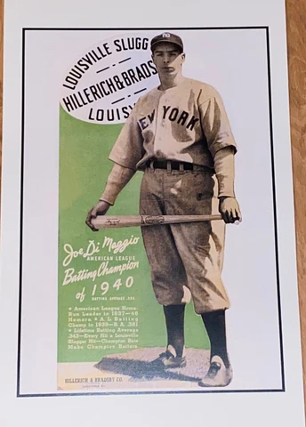 Joe DiMaggio Louisville Slugger Poster - New York Yankees - Hillerich Bradsby Cover