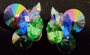 Vintage Blue Green Clip On Earrings - Bild 1 von 2