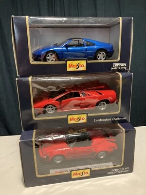 Maisto Special Edition Ferrari 438 TS Lamborghini Diablo Porsche 911 Speedster - Image 1 of 2