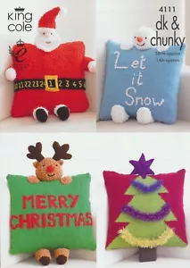 DK  & Cuddles Knitting Pattern King Cole Christmas Cushions 4111 - Picture 1 of 3