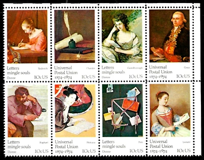 UNIVERSAL POSTAL UNION 1974 FAMOUS WORKS OF ART US 1530-1537 SET OF 8 MVF STAMPS - Image 1 of 3