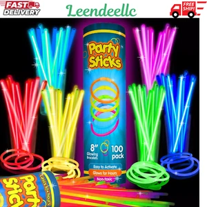 Glow Sticks Bulk Party Favors- 8" Glow in the Dark Party Supplies 100 pk 2 count - Picture 1 of 8