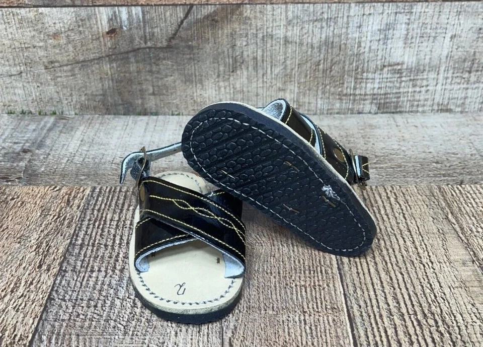 Sandalias de cuero para andador bebé/niño diseño cruzado tradicional Huarache cruzado Foto 1 de 4