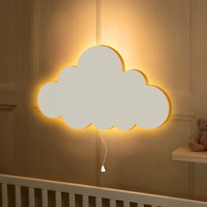 Cloud Nachtlicht Kinderschlafzimmer Baby Kinderzimmer Dekor weiß Holz Wandlampe Geschenk - Bild 1 von 24