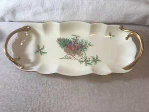 Mikasa Christmas Spirit  Oblong Gold Handles Sandwich serving platter MAX2787 - Picture 1 of 8