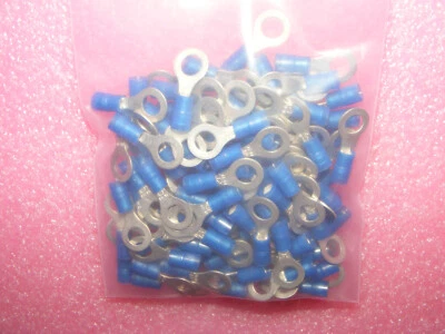 100 NEW PANDUIT PNF14-14R-M RING TONGUE 1/4" STUD #16-14 NYLON BLUE CONNECTORS - Image 1 of 4