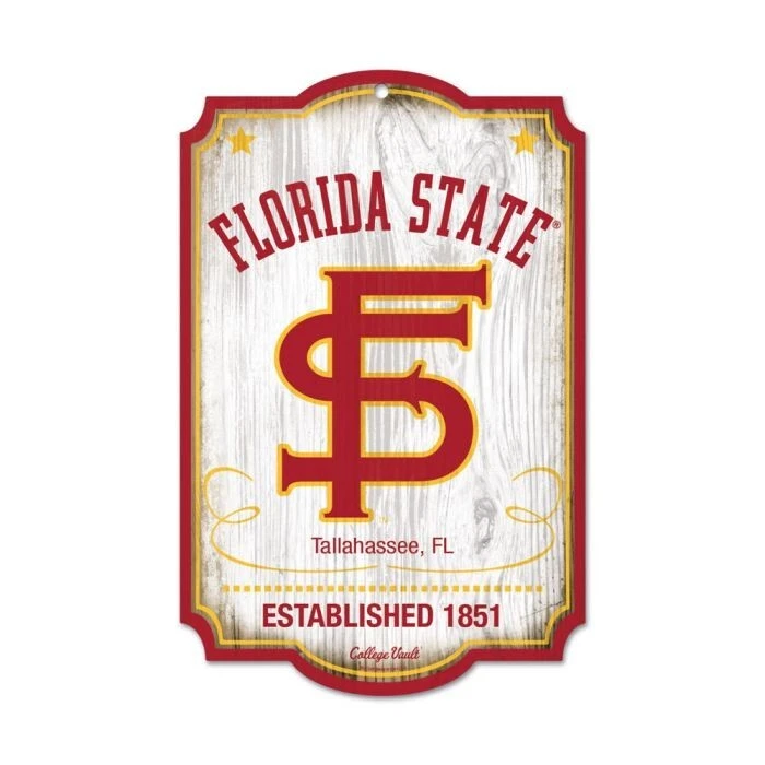 Florida State Seminoles FSU Throwback NCAA 17" x 11" Wood Indoor Sign Wincraft - Image 1 of 1