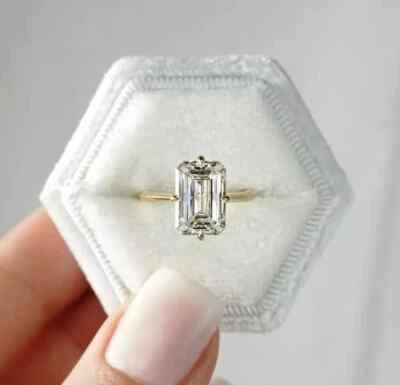 14k Yellow Gold 2.10CT Emerald Cut Lab Grown Diamond Wedding Ring IGI Certified - Image 1 of 4