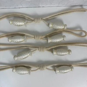 Set of 4 Curtain Tie Back Rope 22” Cream Home Window Decor Toggle Decorative - Picture 1 of 7