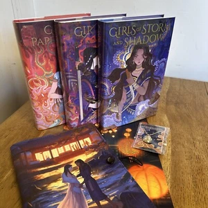 Girls of Paper and Fire by Natasha Ngan SIGNED Illumicrate HB 3 Vol Set Stencil - Picture 1 of 20