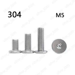 M5 304 Stainless Steel Allen Hex Socket Utrathin Flat Head Hollow Screws Bolts - Picture 1 of 5