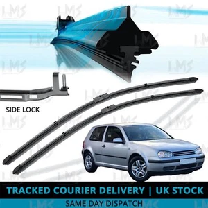 For VW Golf mk4 02-04 (side pin) Front Windscreen 21" 19" Flat Aero Wiper Blades - Picture 1 of 8