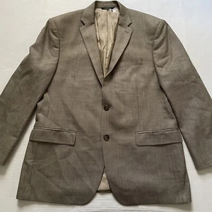 Vintage Ralph Lauren Sport Coat 44R Brown Blue Plaid Silk Wool Two Button Blazer - Picture 1 of 9