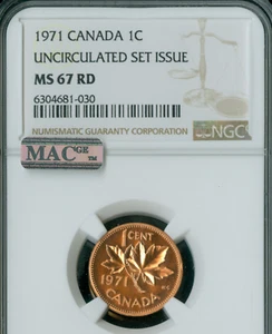 1971 CANADA CENT NGC MS67 RD PQ 2ND FINEST GRADED MAC  SPOTLESS * - Picture 1 of 4