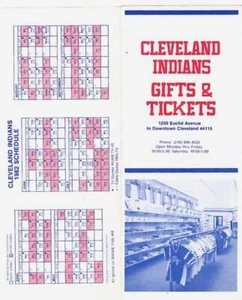 CLEVELAND INDIANS ~ 1982 Geschenke & Tickets Broschüre mit Zeitplan - Bild 1 von 1