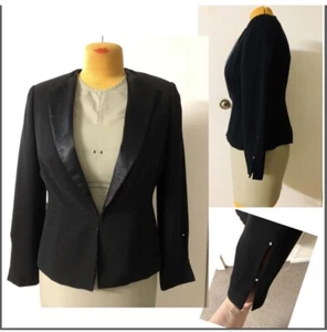 EVAN PICONE Blazer size 10 Black Evening Party Shiny Rhinestones Sleeves - Picture 1 of 12