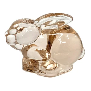 Vintage Art Glass Pink Bunny Rabbit Pale Pink Peach Colored Glass - Picture 1 of 12
