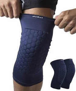 HiRui Knee Pads Brace Support Compression Sleeve for all Sports Navy Blue, Large - Picture 1 of 4