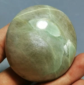 RARE NATURAL green moonstones QUARTZ CRYSTAL Sphere Palm HEALING - Picture 1 of 8