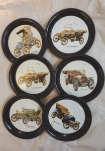 Vtg Set Of Six Classic Car Metal Coasters - Picture 1 of 10
