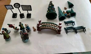 Dept 56 Lot Figurines Accessories Figures People Christmas Trees Benches Signs - Picture 1 of 9