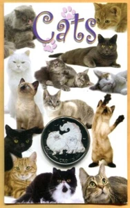 2009 Isle of Man CHINCHILLA CAT AND KITTEN Crown Coin Sealed - Pobjoy Mint Card - Bild 1 von 4