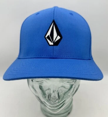 Volcom Hat Fitted Mens Small Medium Blue White Plain Log Casual Lightweight Cap - Image 1 of 4