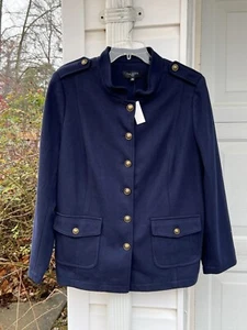 NWT Talbots Gorgeous Navy Military Style Lined High Neck Blazer 20W - Picture 1 of 6