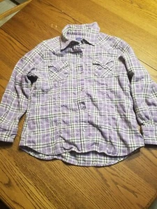 Pendleton Virgin Wool Western Shirt Purple Plaid Flannel Youth Made In USA. C3 - Picture 1 of 5