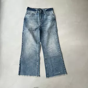 Free People Cropped Wide Leg Raw Hem Jeans. Blaue Vintage Waschung. W26 - Bild 1 von 6