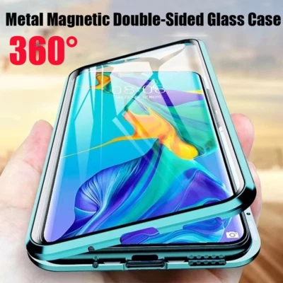 MARKENLOS 360 Gehärtetem Glas Hülle für iPhone 17 16 15 14 13 Pro Max Metall Magnetic Case